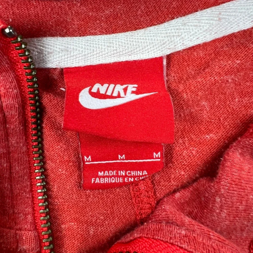 NIKE Full Zip Hoodie Womens Size M Red Gym Vintage Heathered Lightweight Gym